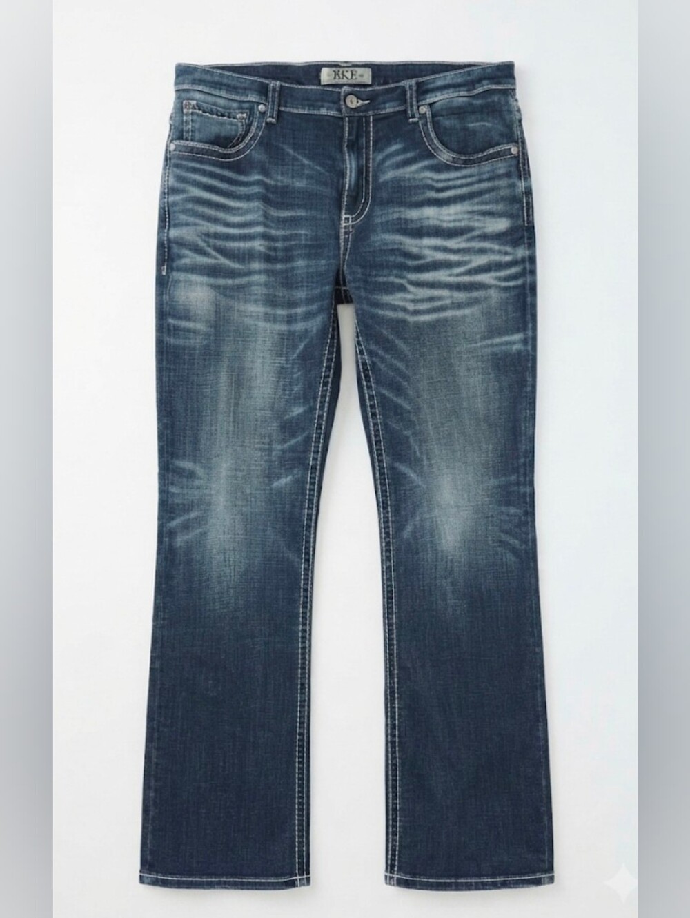 BKE Men’s Bootcut Jeans in Dark Blue Fade Size 40L